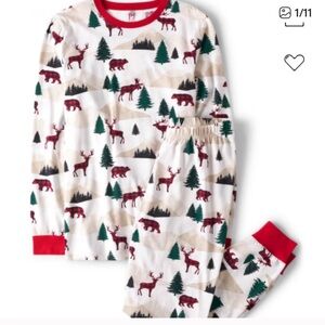 Place Kids Pajama Set with Reindeer and Tree Print